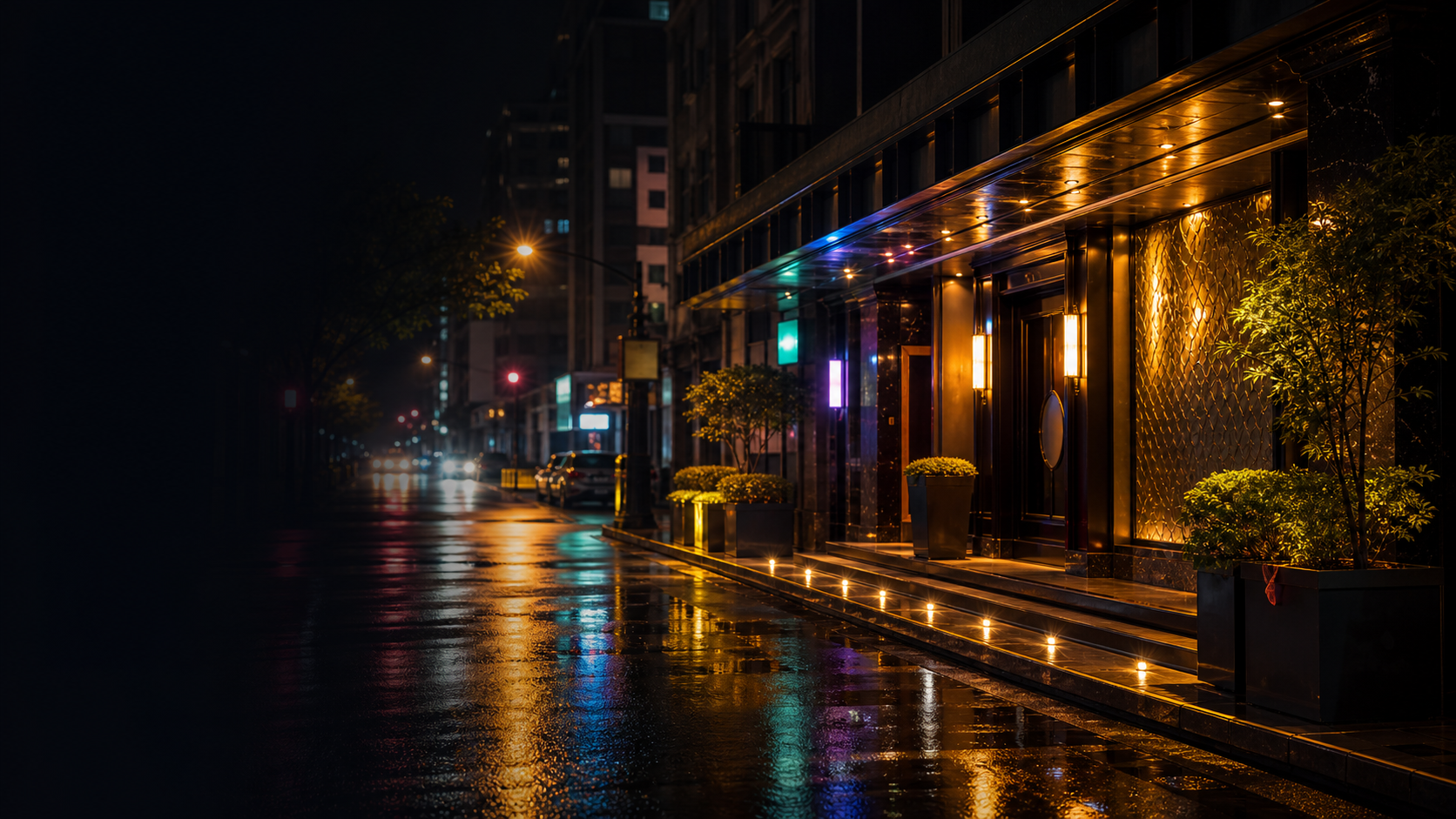 嘉義夜間KTV街景燈光